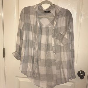 White and grey plaid flannel